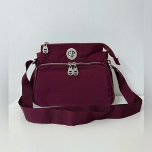Baggallini Calais Plum Maroon Crossbody Bag with Accessory Bag NEW RFID Travel